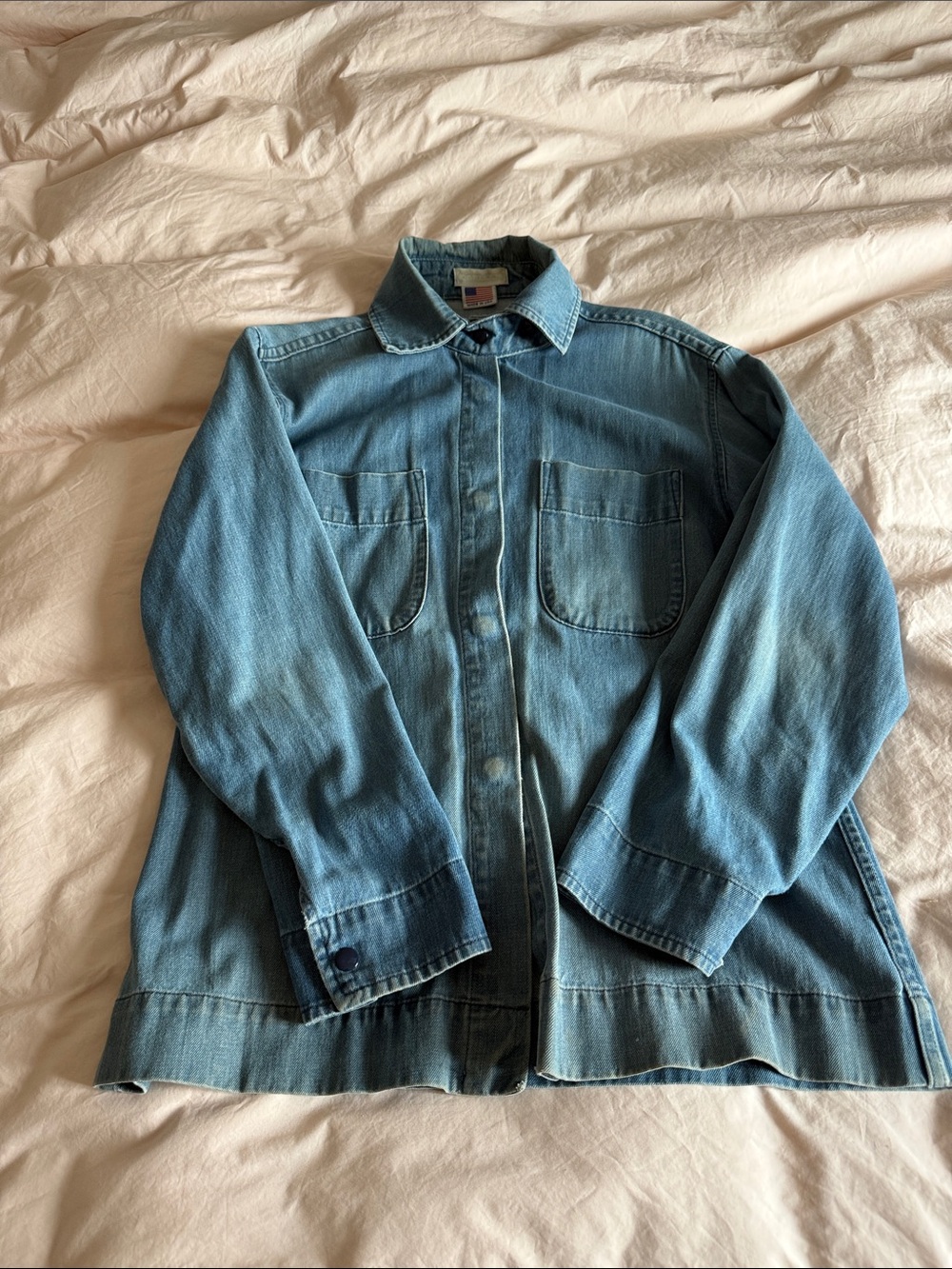 CARLEEN Light Wash Denim Shirt Jacket - Faded Blue